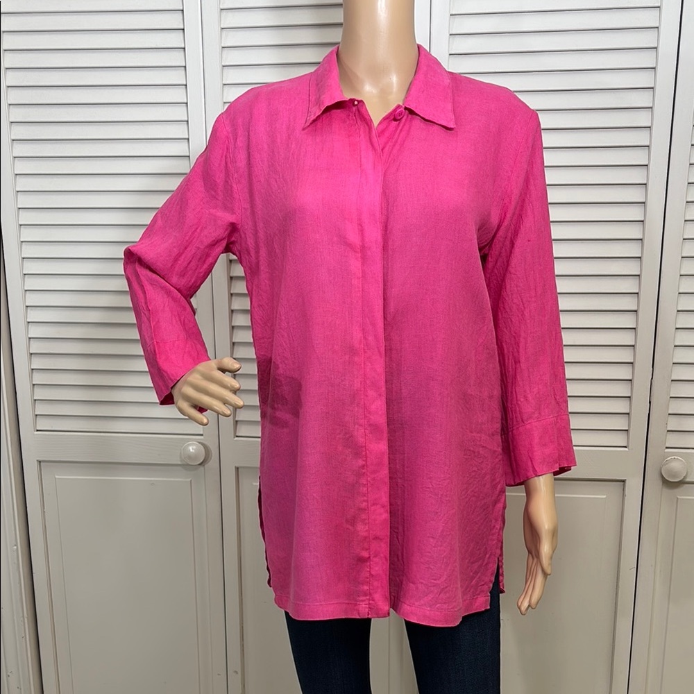 Jam's World Linen Shirt in Fuchsia Pink Medium